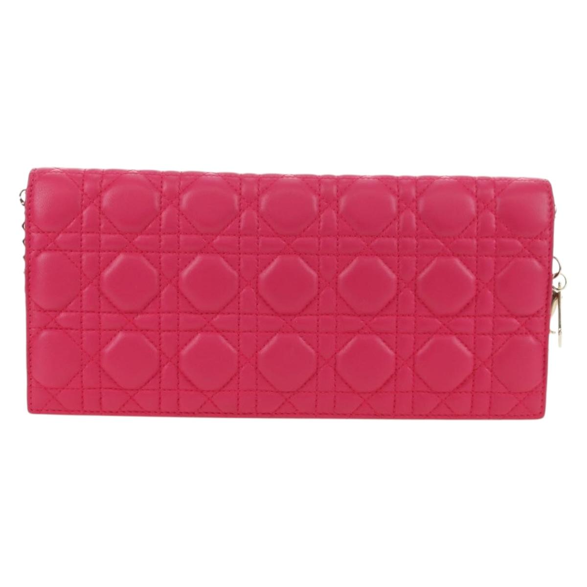 Christian Dior Lady Dior Chain Shoulder Bag Leather Pink Gold Auth bs35063SAM