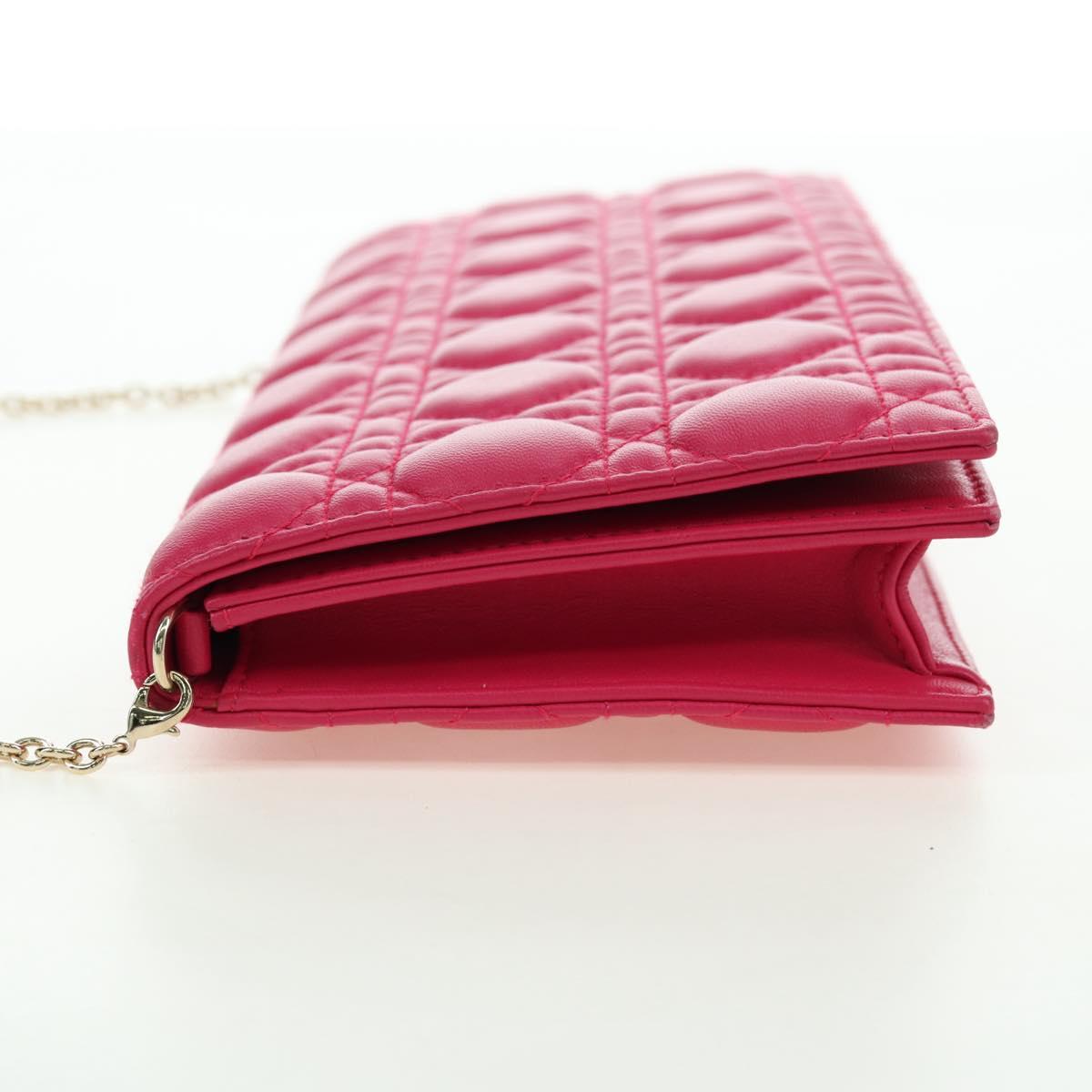 Christian Dior Lady Dior Chain Shoulder Bag Leather Pink Gold Auth bs35063SAM