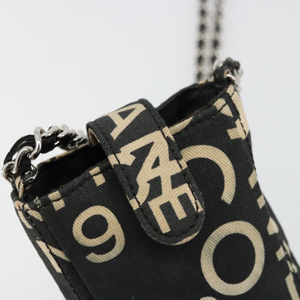 CHANEL By Sea Line Chain Shoulder Bag Canvas Black Silver CC Auth bs35066A