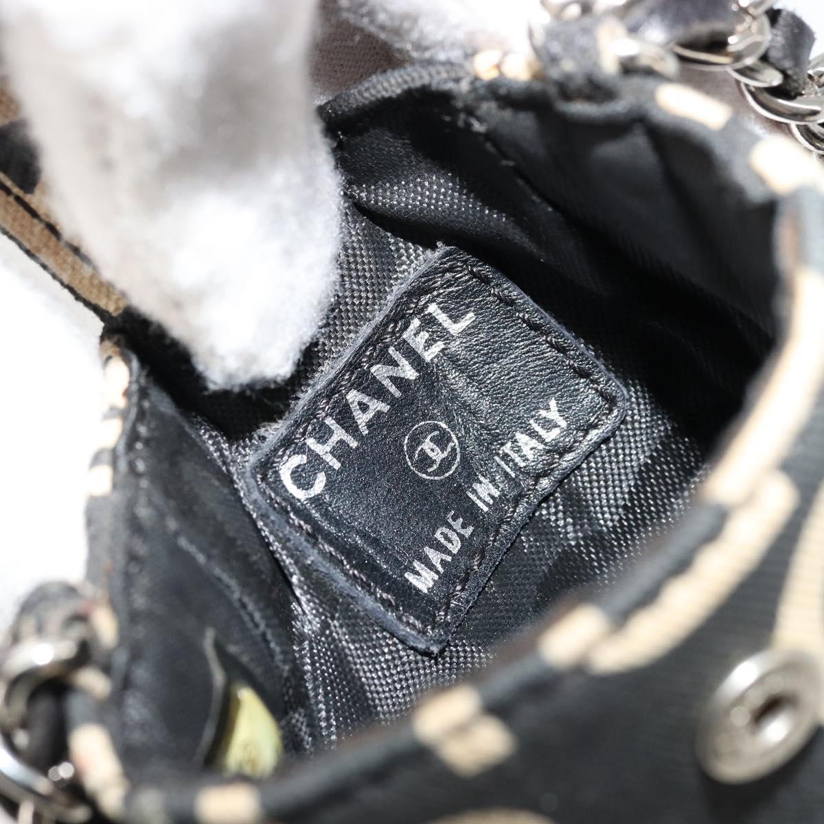 CHANEL By Sea Line Chain Shoulder Bag Canvas Black Silver CC Auth bs35066A