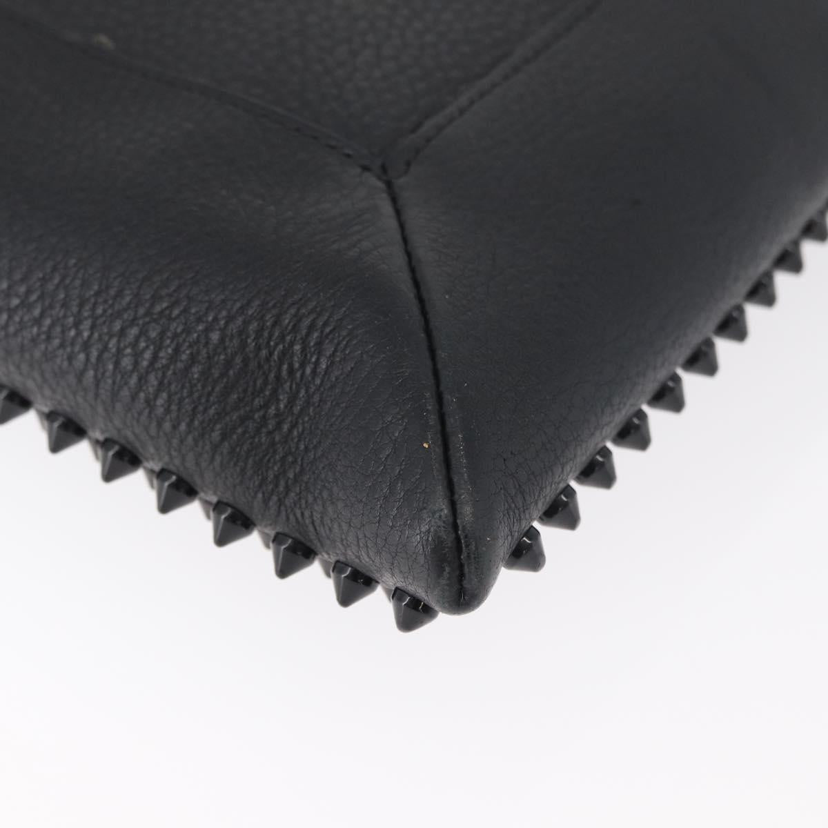Christian Louboutin Studs Clutch Bag Leather Black Silver Auth bs35067