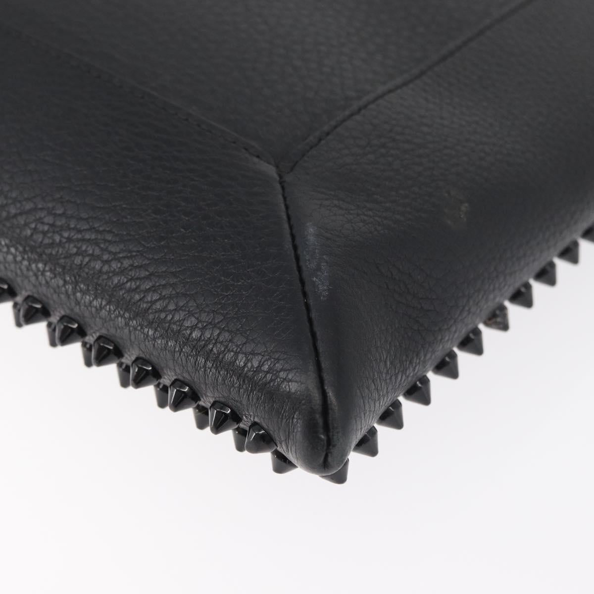 Christian Louboutin Studs Clutch Bag Leather Black Silver Auth bs35067