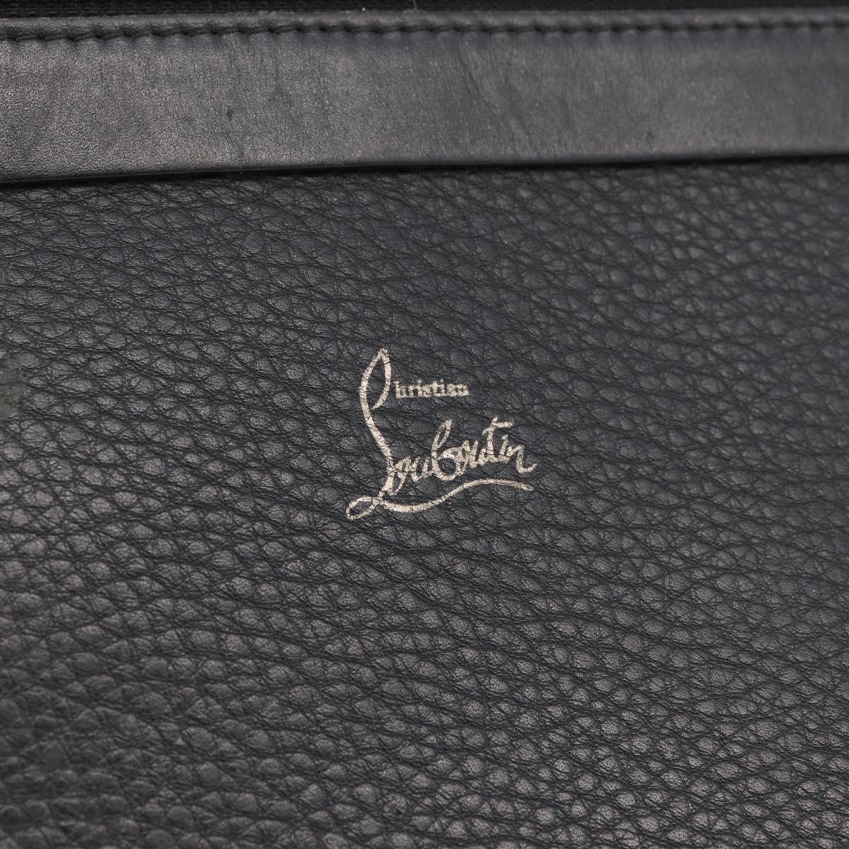 Christian Louboutin Studs Clutch Bag Leather Black Silver Auth bs35067