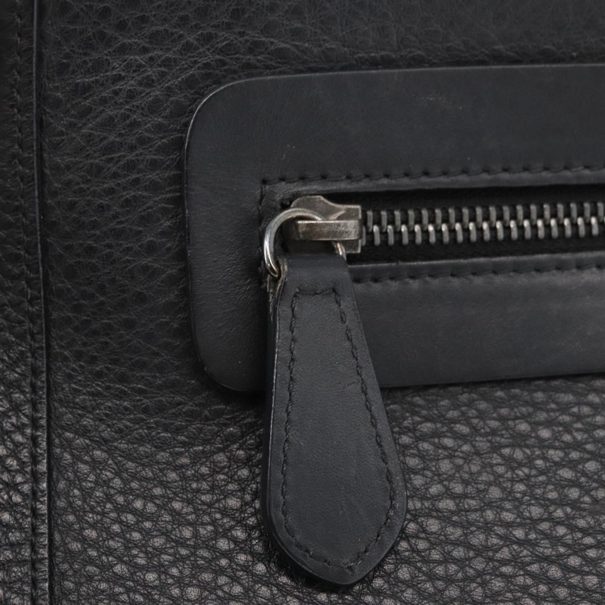 Christian Louboutin Studs Clutch Bag Leather Black Silver Auth bs35067