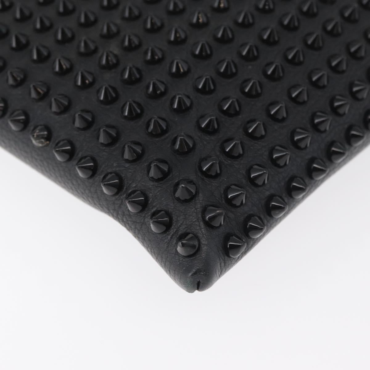 Christian Louboutin Studs Clutch Bag Leather Black Silver Auth bs35067