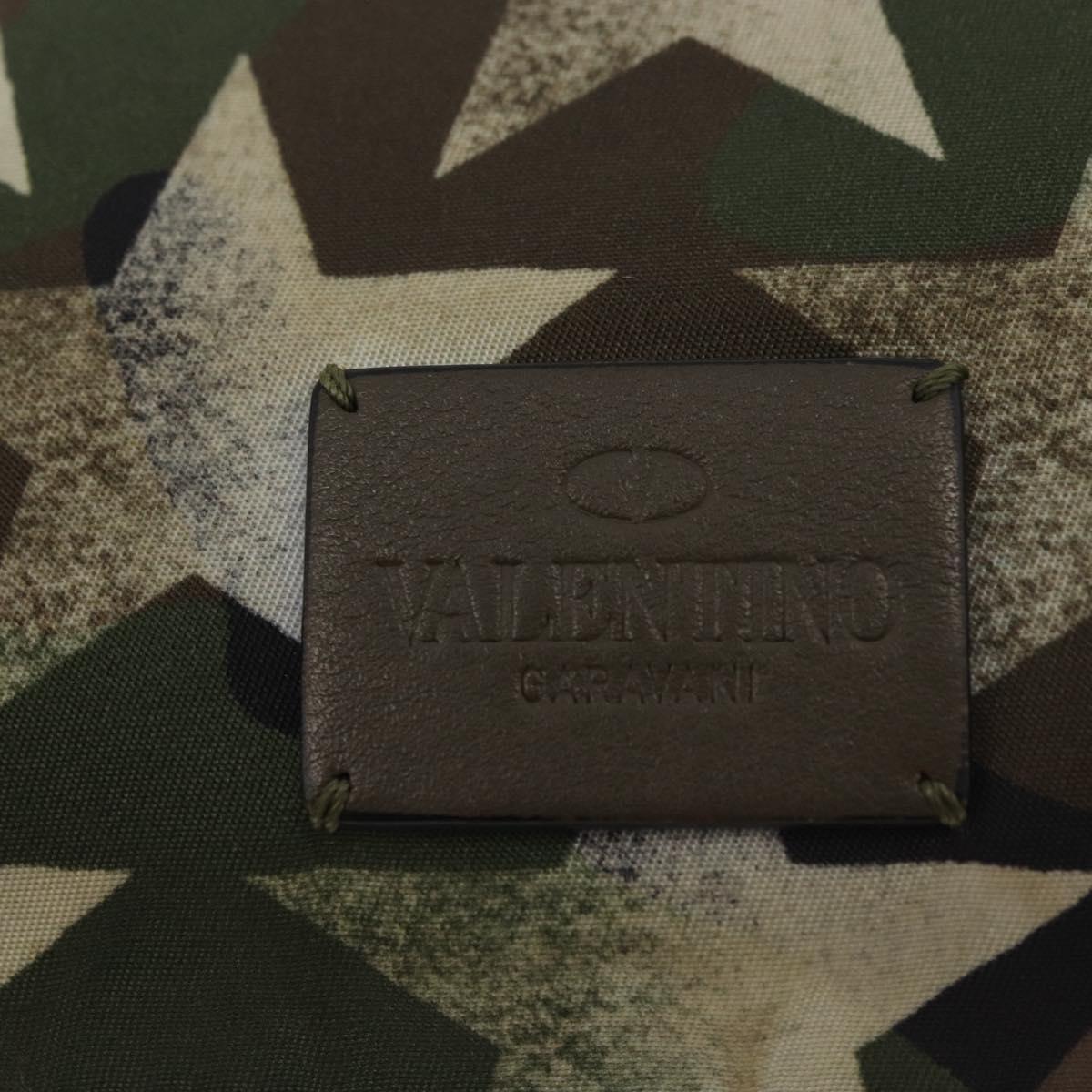 VALENTINO Camouflage Clutch Bag Nylon Khaki Silver Auth bs35068A