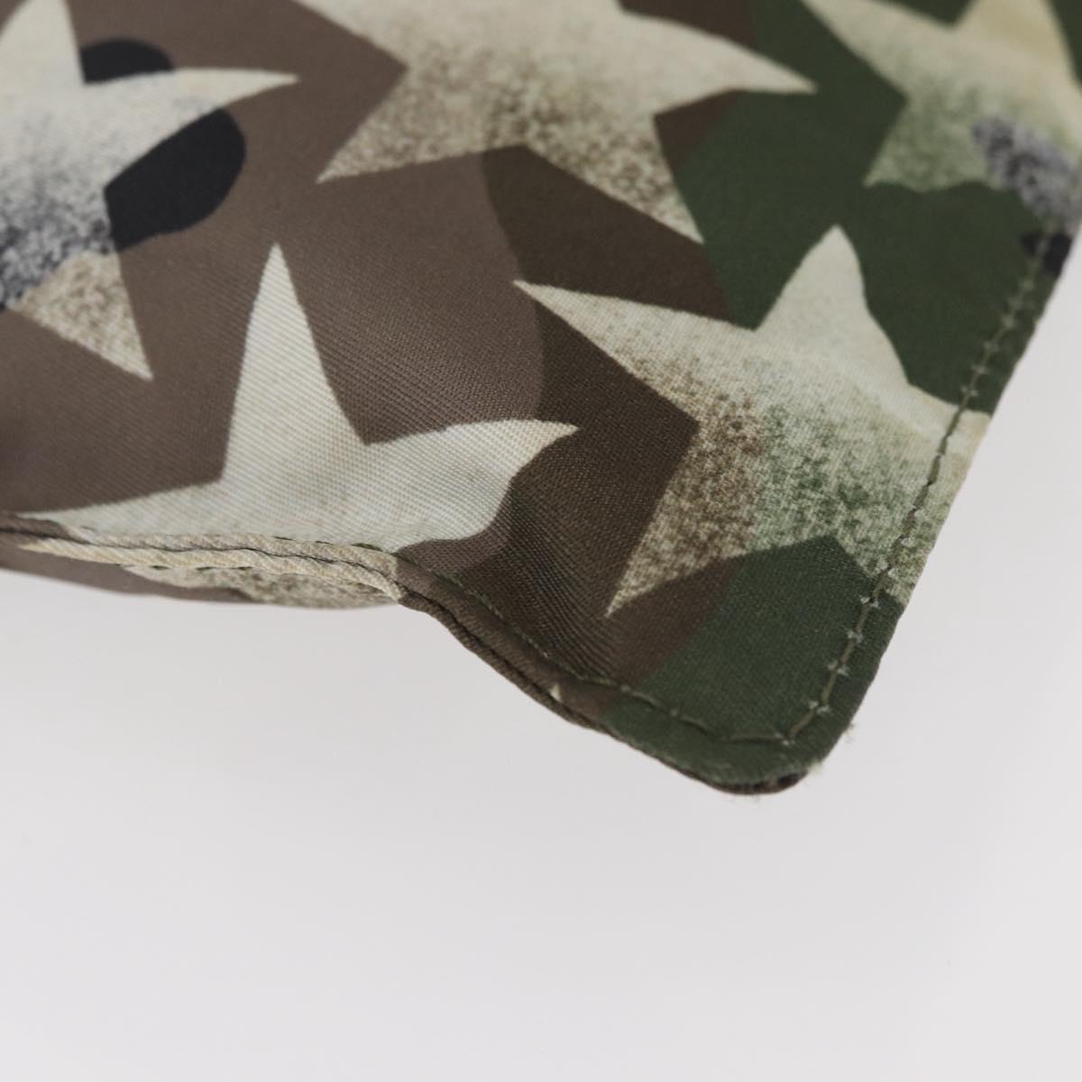 VALENTINO Camouflage Clutch Bag Nylon Khaki Silver Auth bs35068A
