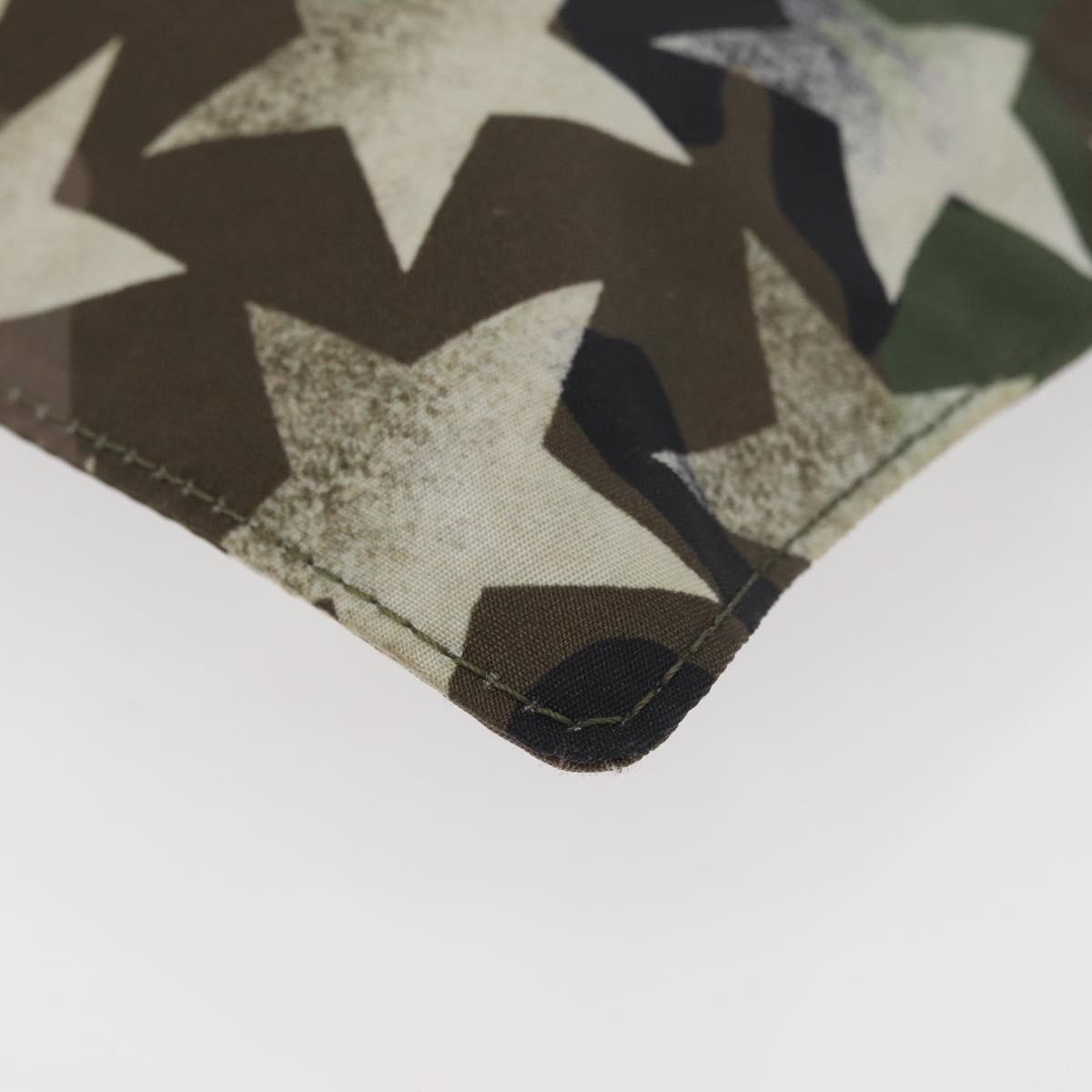 VALENTINO Camouflage Clutch Bag Nylon Khaki Silver Auth bs35068A