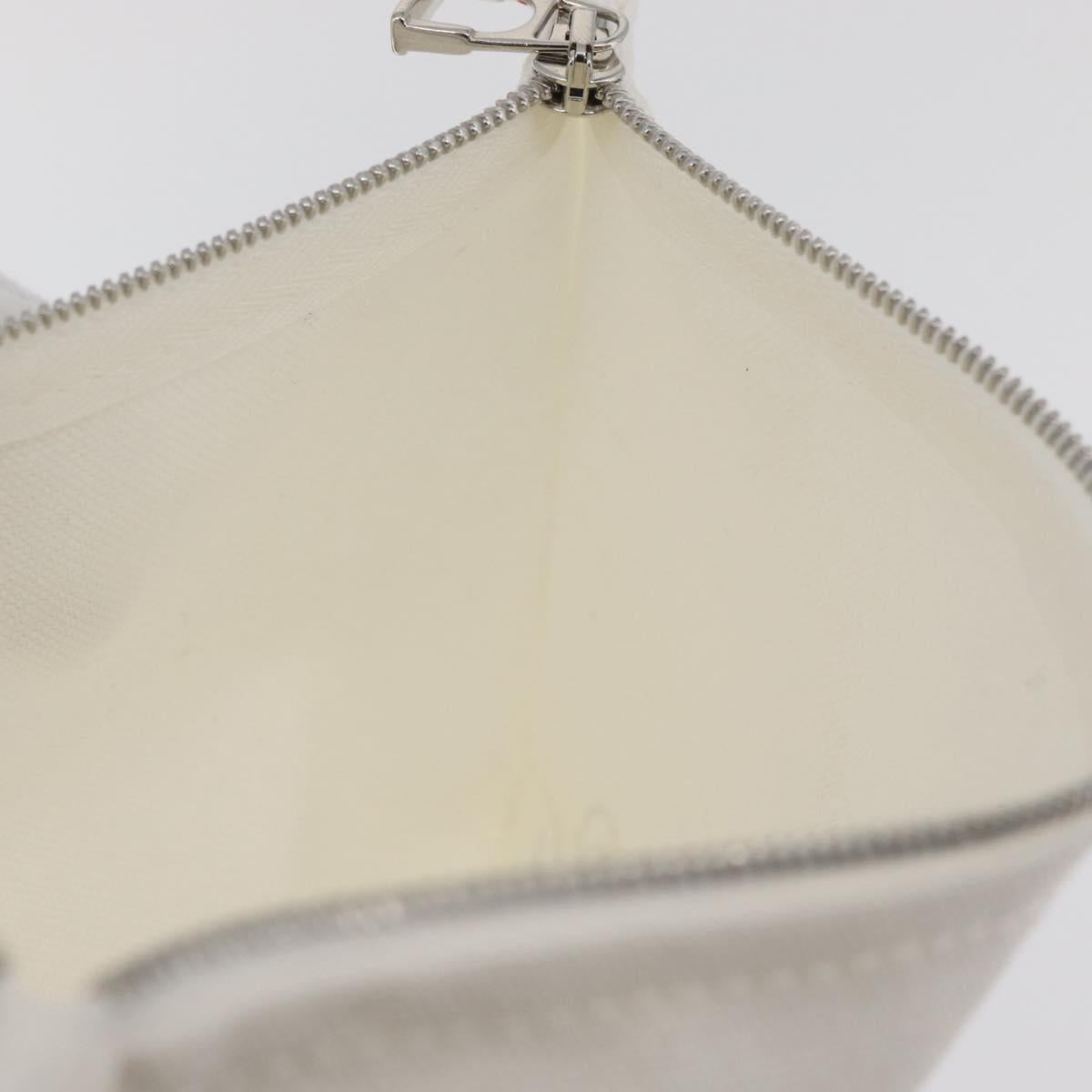 HERMES Trousse Flats Adada Pouch Cotton White Silver Auth bs35071V
