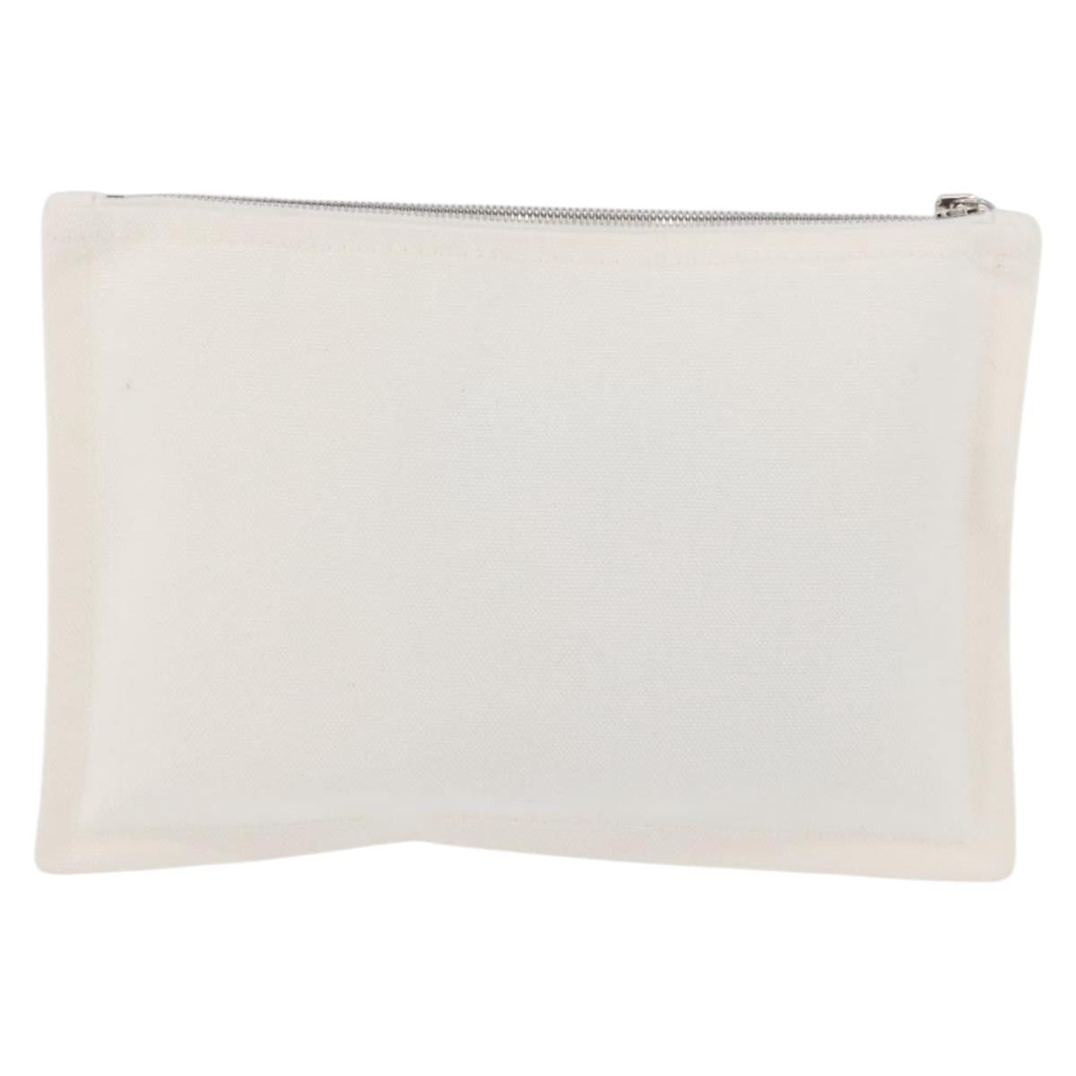 HERMES Trousse Flats Adada Pouch Cotton White Silver Auth bs35071V