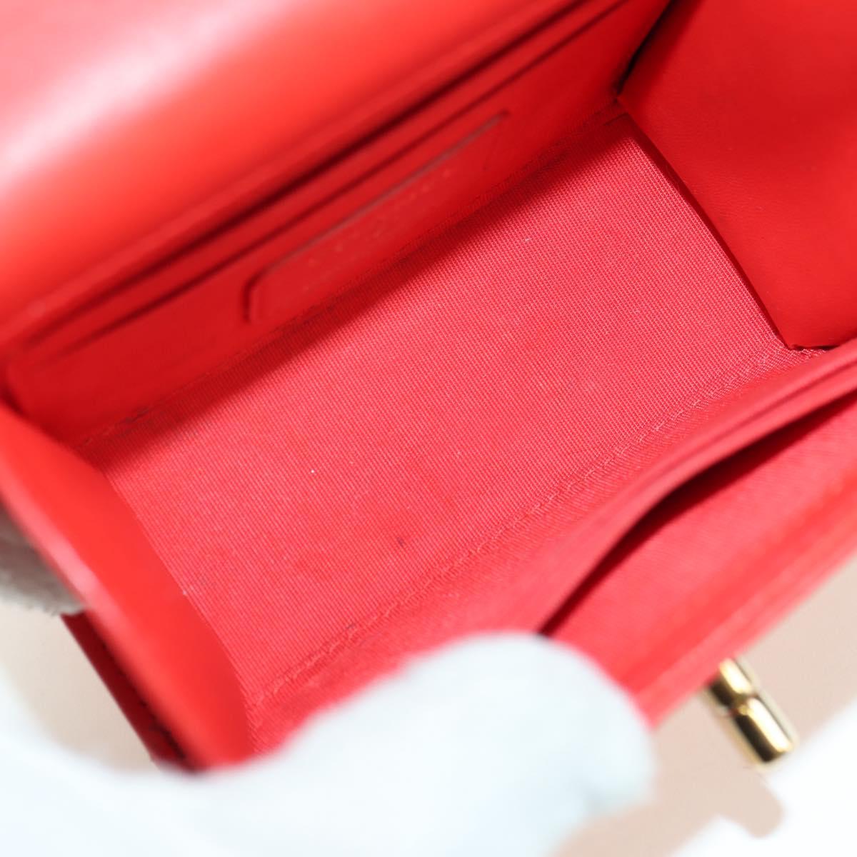 CHANEL V Stitch Shoulder Bag Lamb Skin Gold Red CC Auth bs35072M