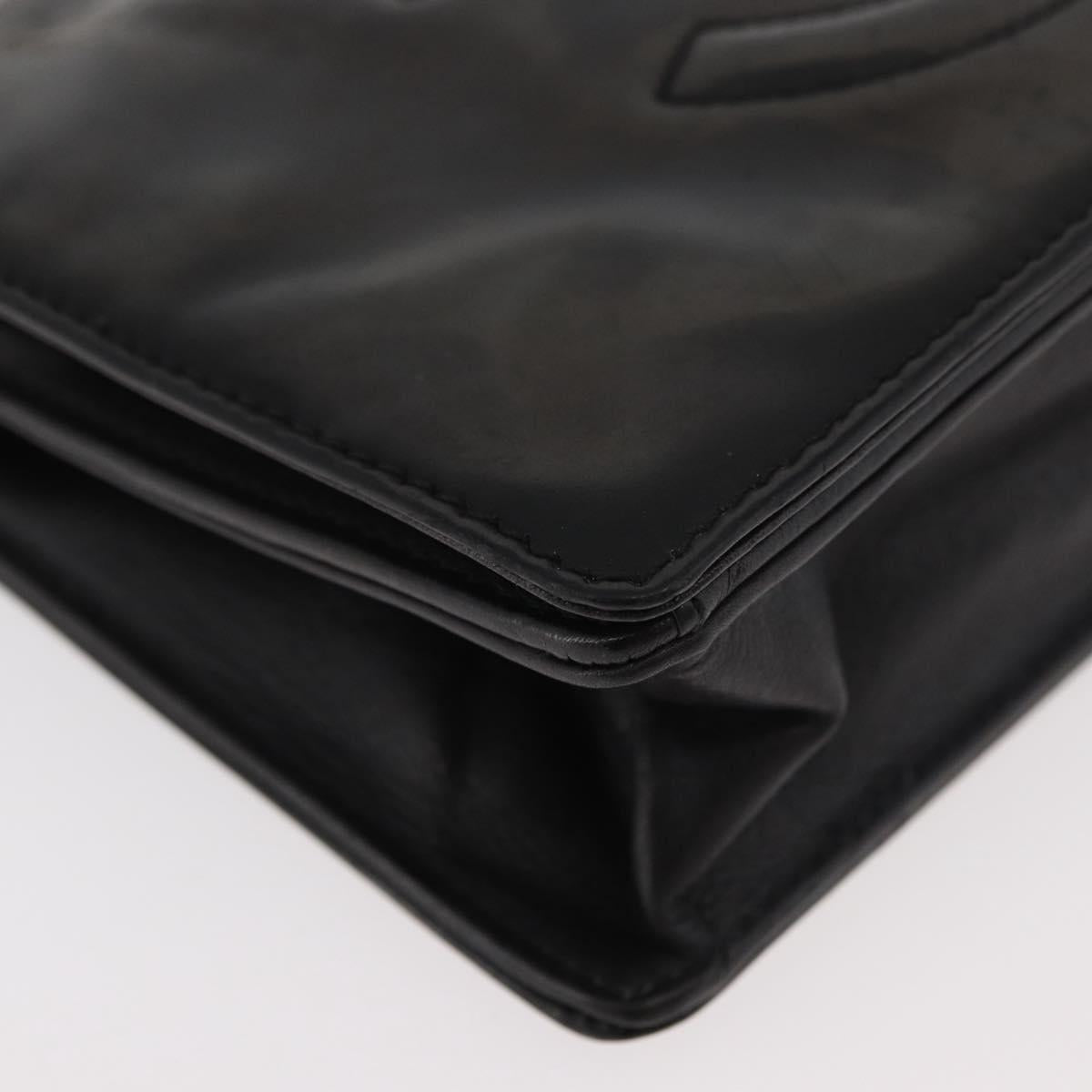 CHANEL Chain Wallet Patent leather Black Silver CC Auth bs35074
