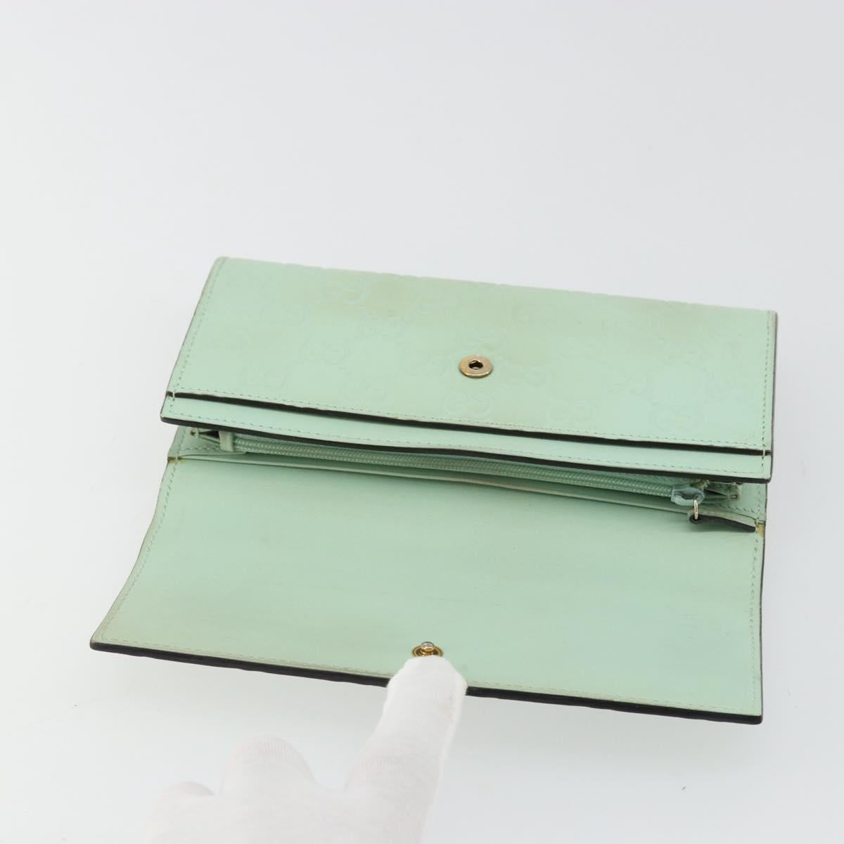 GUCCI GG Canvas Guccissima Long Wallet Leather Green Gold 548055 Auth bs35079A