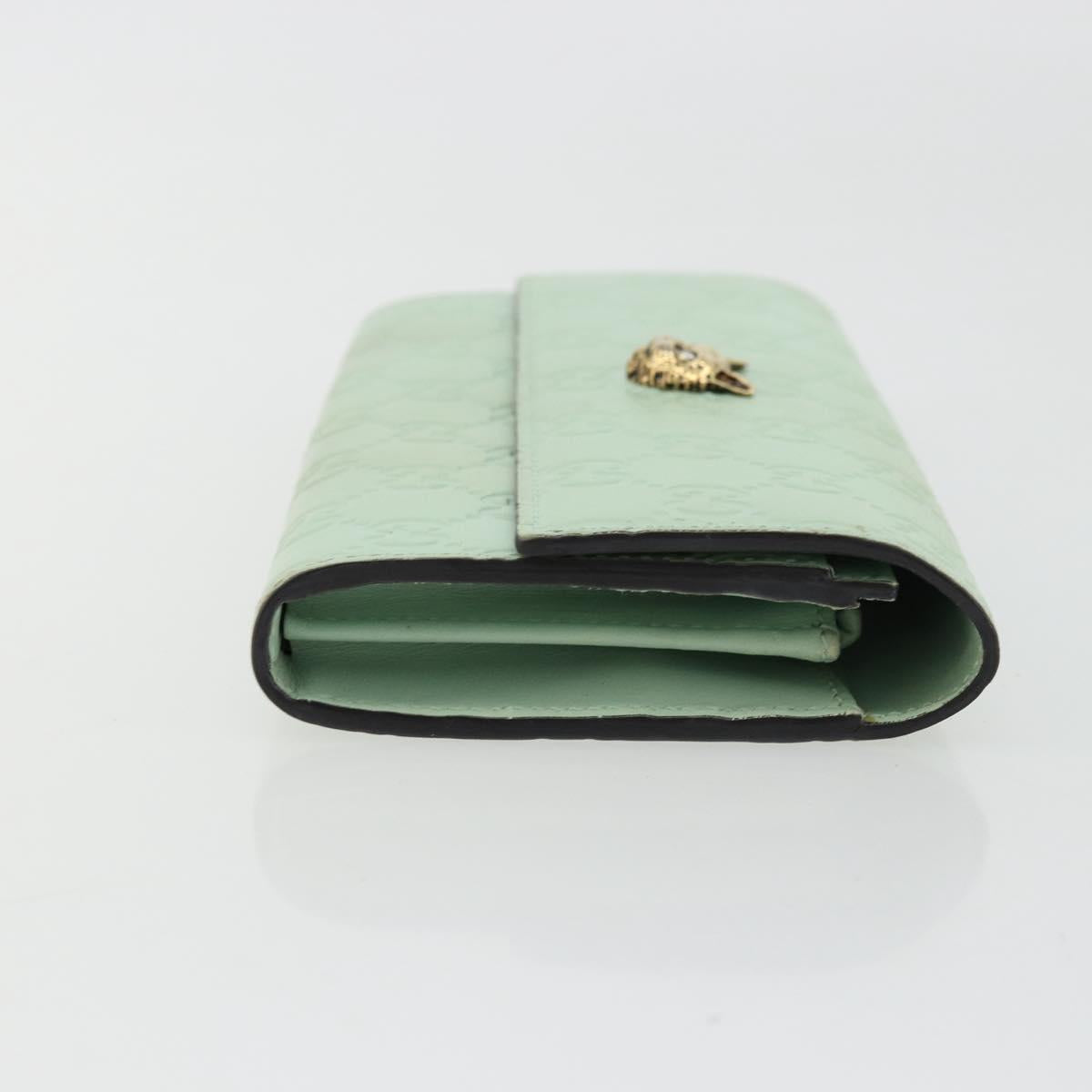 GUCCI GG Canvas Guccissima Long Wallet Leather Green Gold 548055 Auth bs35079A