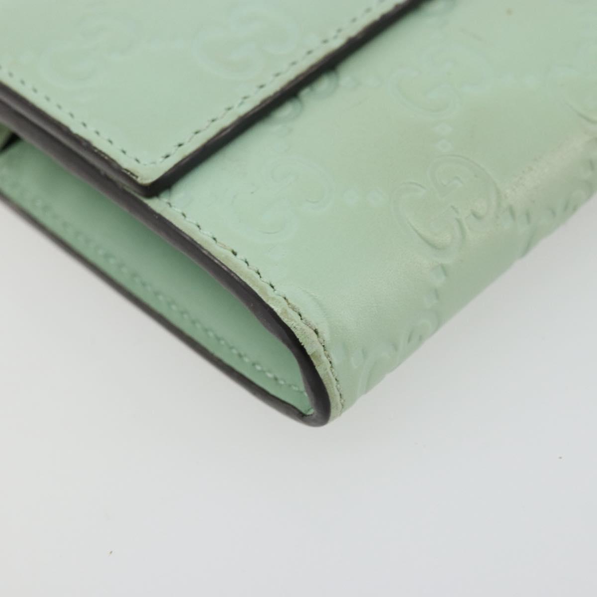 GUCCI GG Canvas Guccissima Long Wallet Leather Green Gold 548055 Auth bs35079A