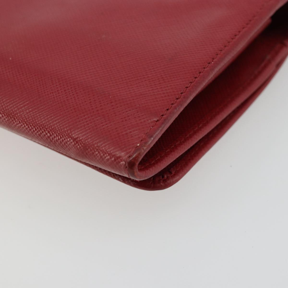 PRADA Long Wallet Safiano leather Red Gold Auth bs35080