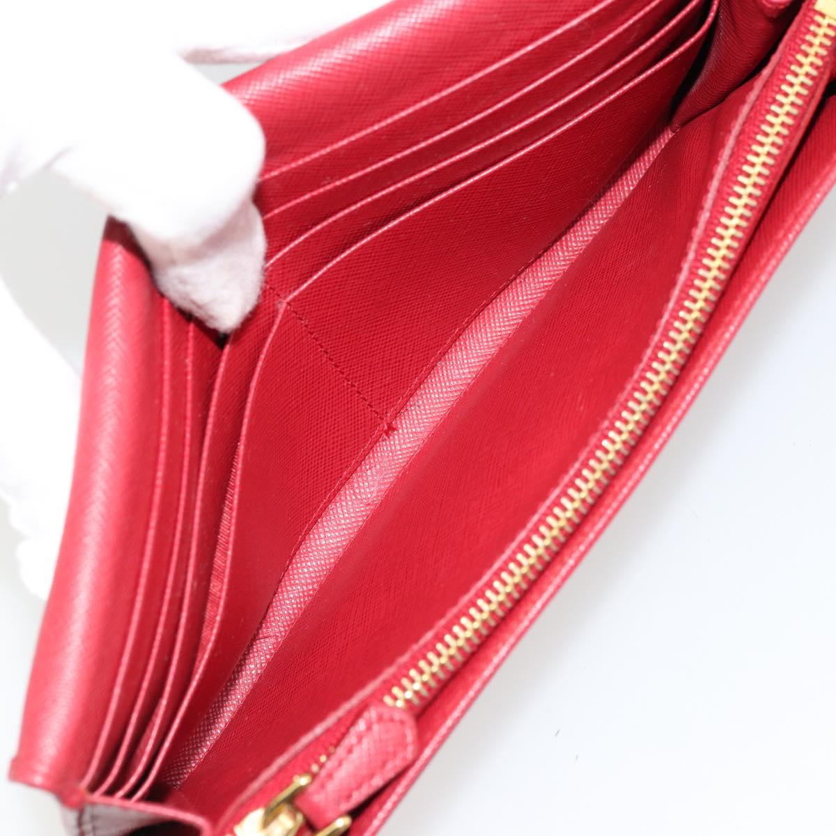 PRADA Long Wallet Safiano leather Red Gold Auth bs35080