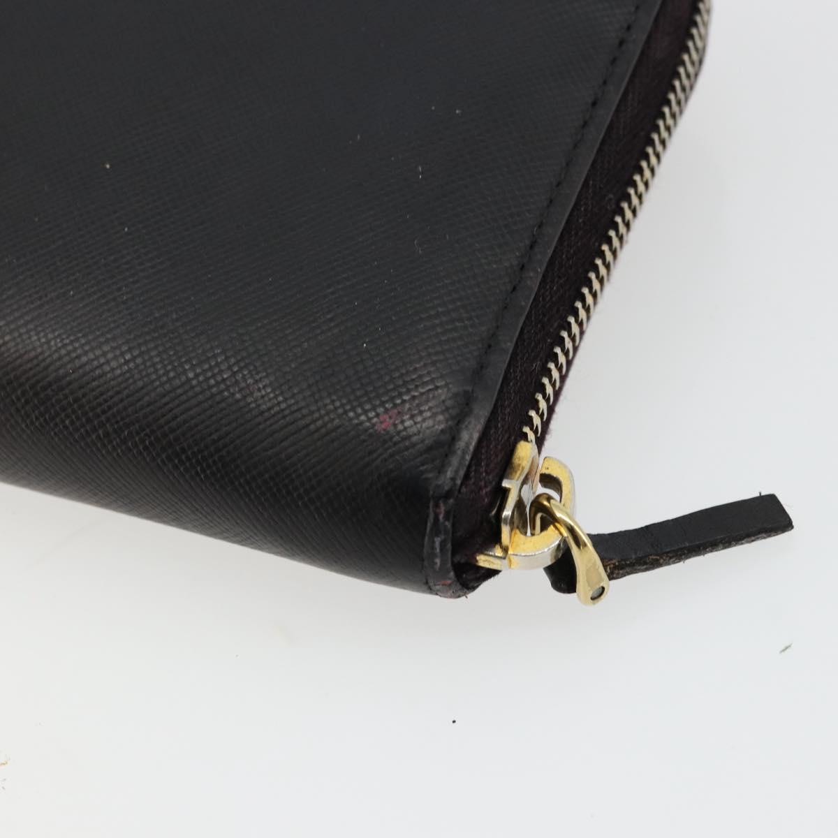 PRADA Long Wallet Safiano leather Black Gold Auth bs35081