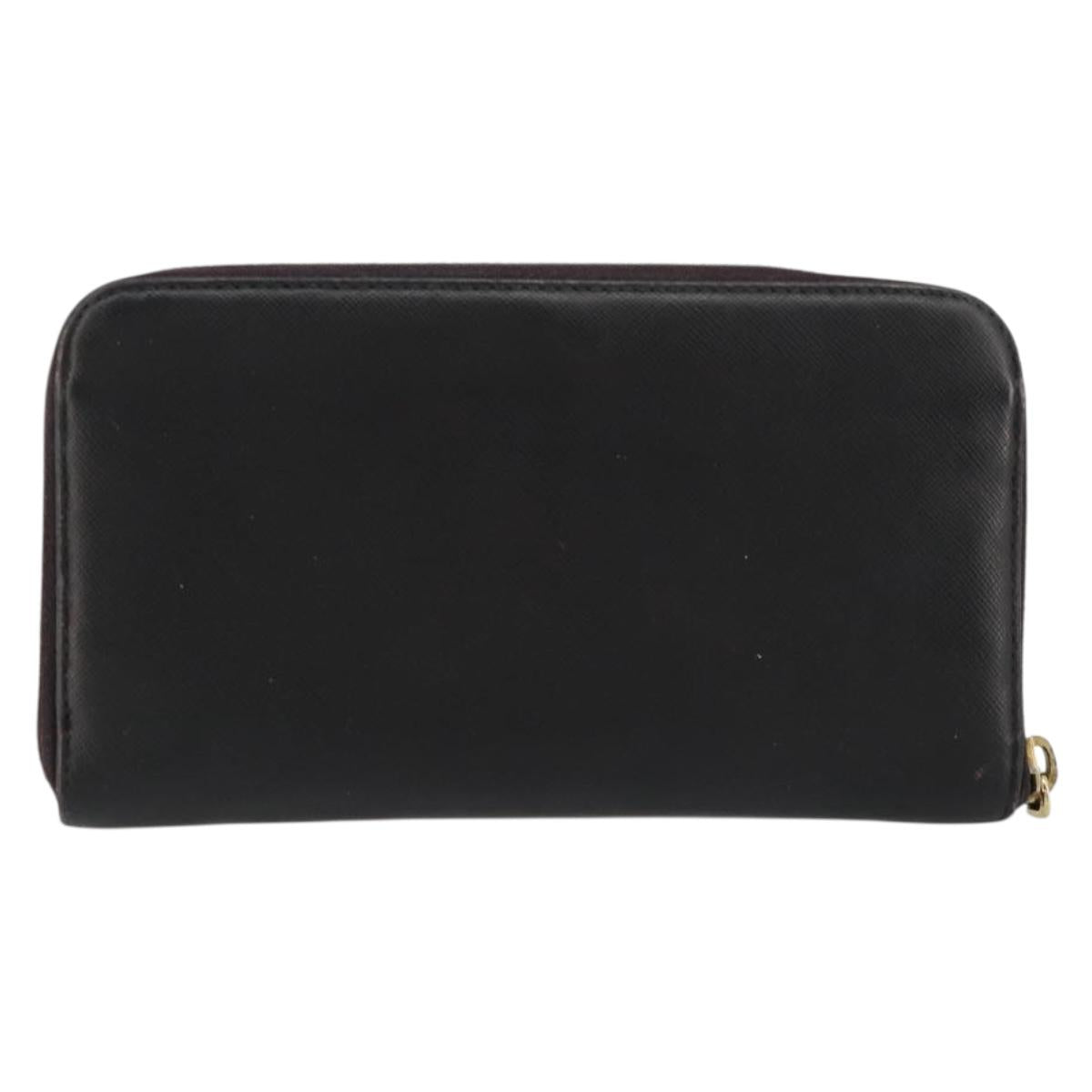 PRADA Long Wallet Safiano leather Black Gold Auth bs35081