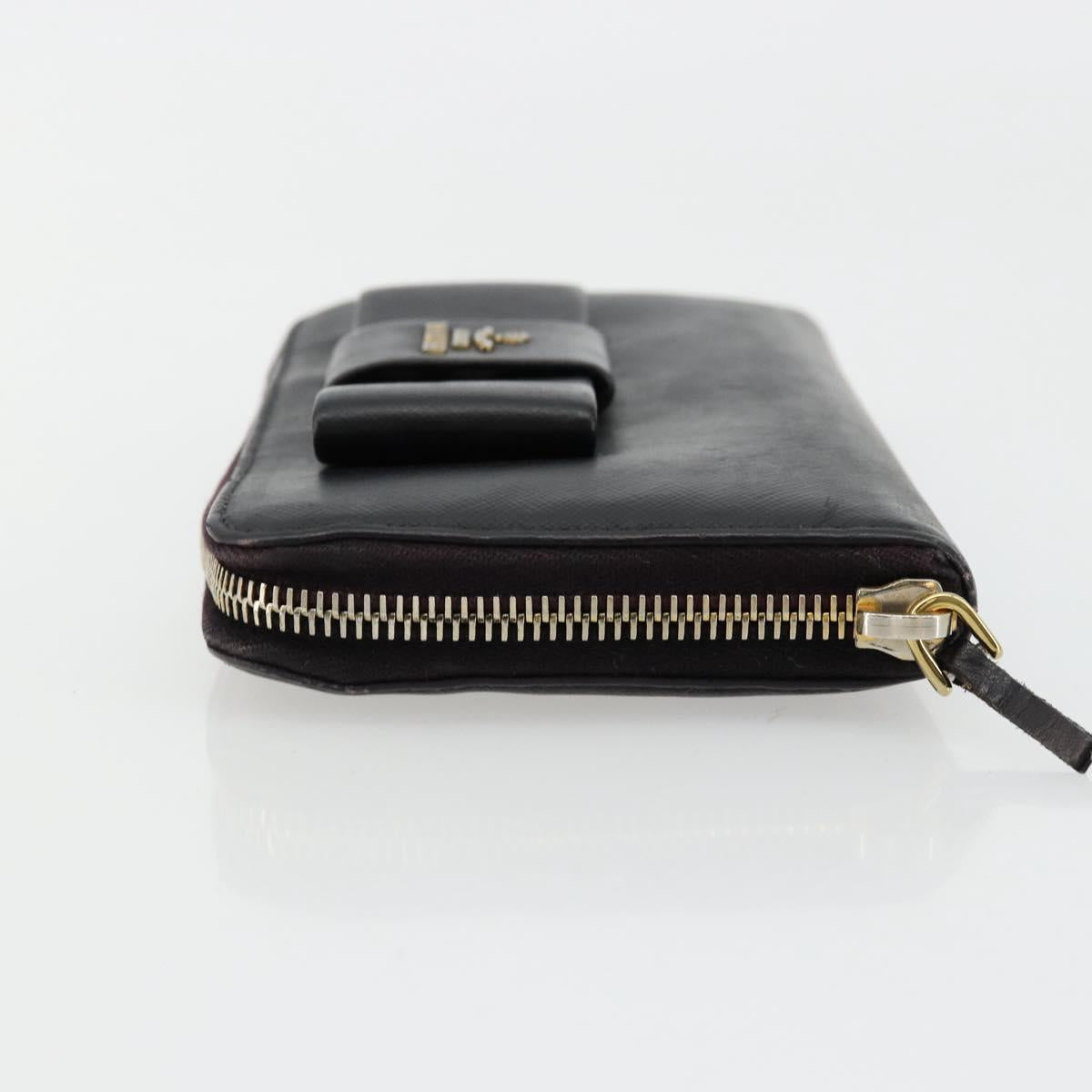 PRADA Long Wallet Safiano leather Black Gold Auth bs35081