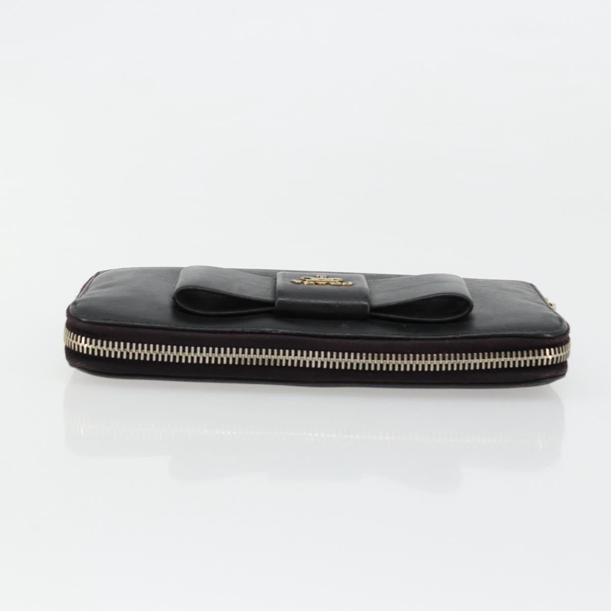 PRADA Long Wallet Safiano leather Black Gold Auth bs35081