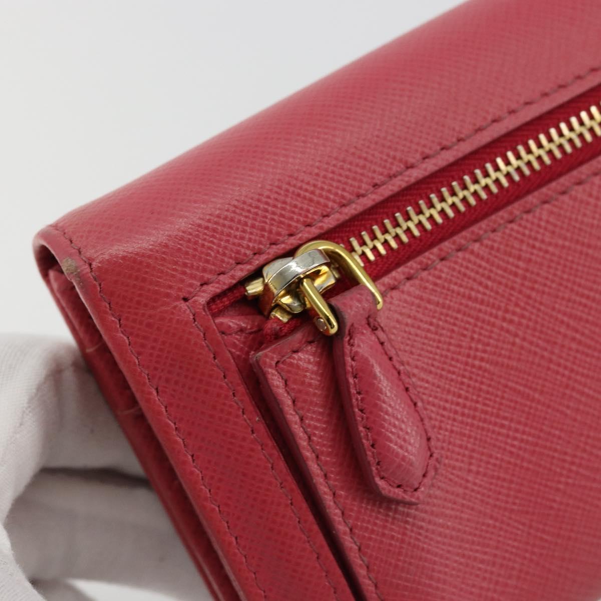 PRADA Long Wallet Safiano leather Pink Gold Auth bs35082A