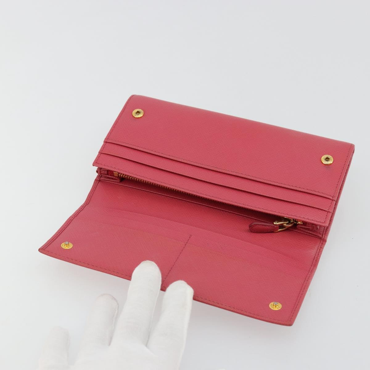 PRADA Long Wallet Safiano leather Pink Gold Auth bs35082A