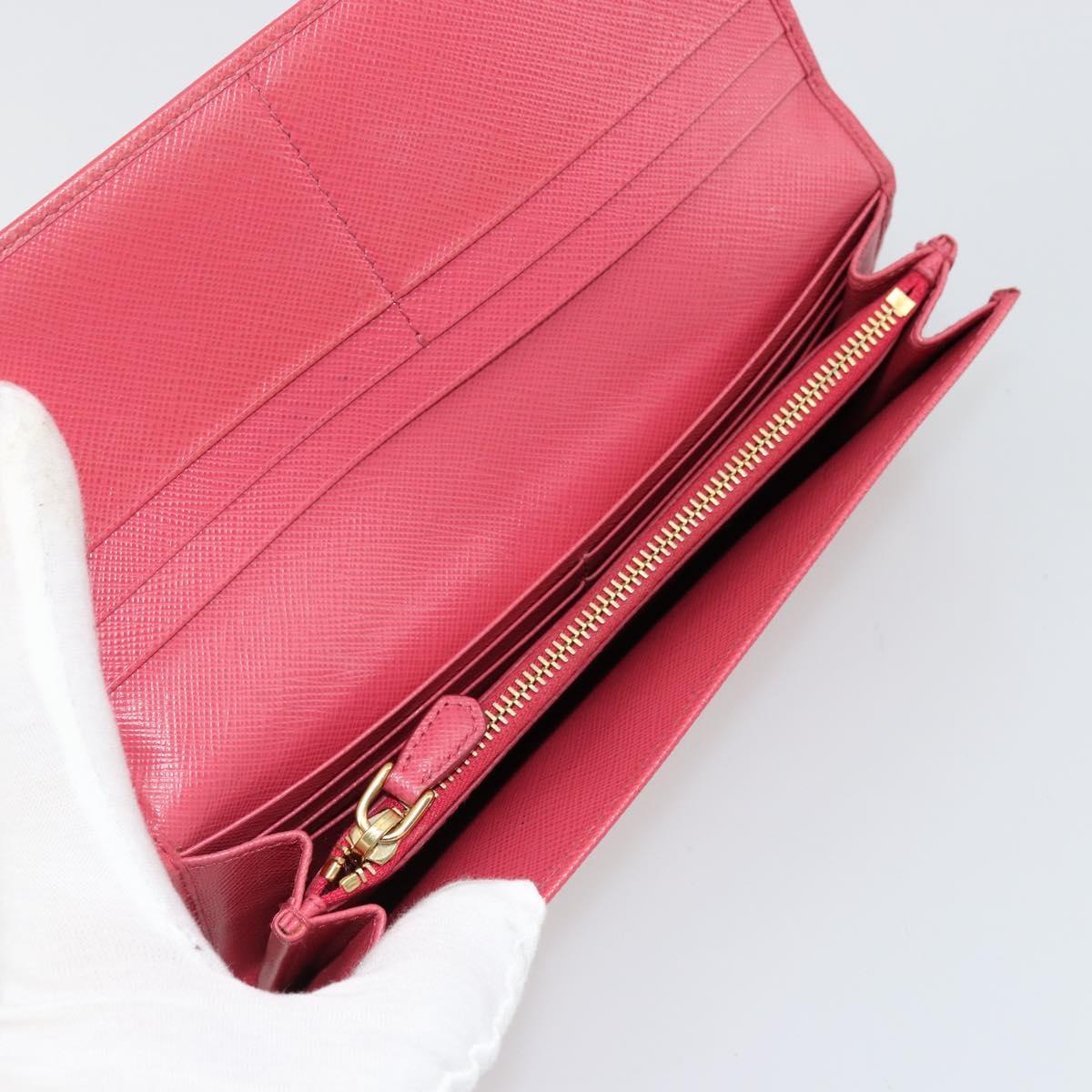 PRADA Long Wallet Safiano leather Pink Gold Auth bs35082A