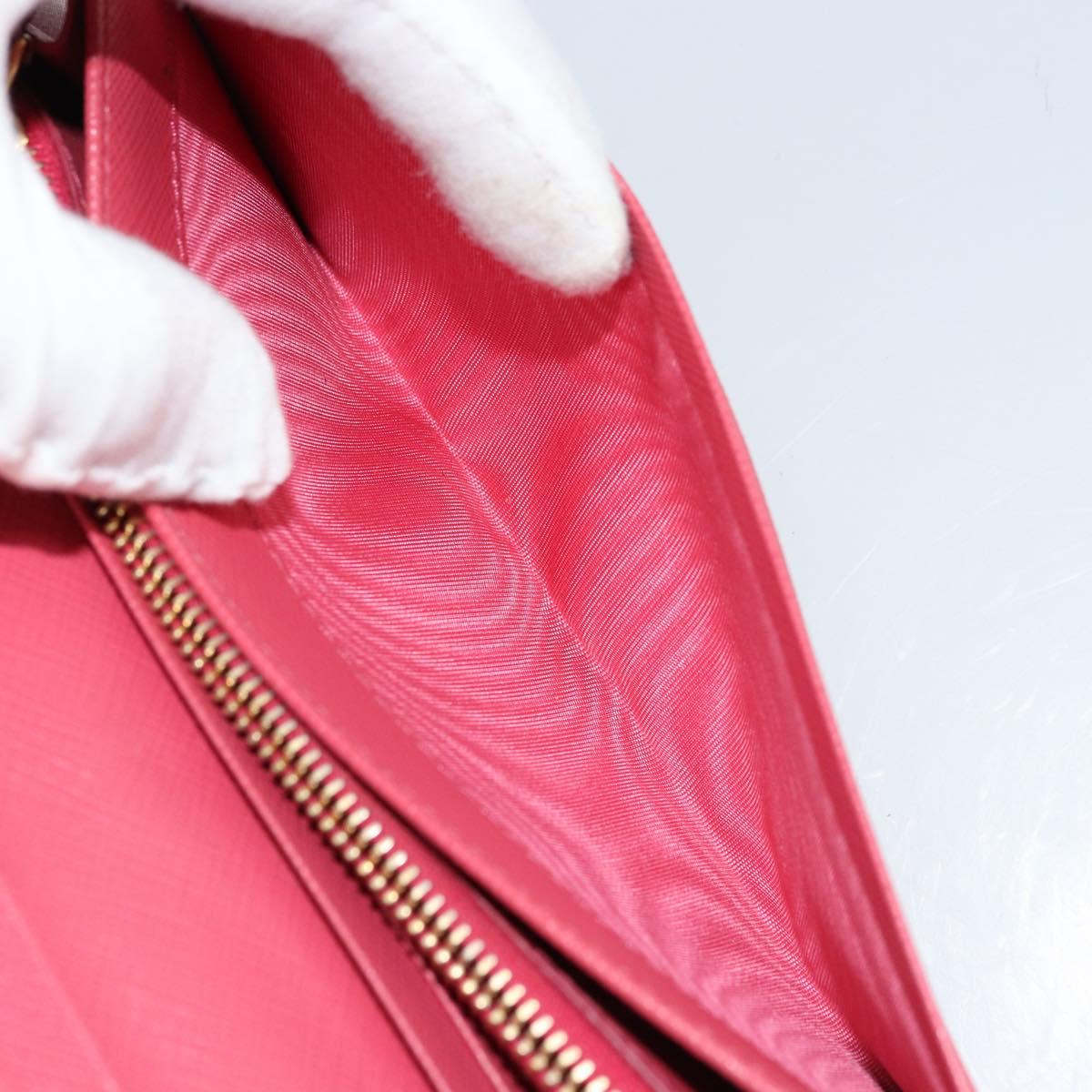 PRADA Long Wallet Safiano leather Pink Gold Auth bs35082A