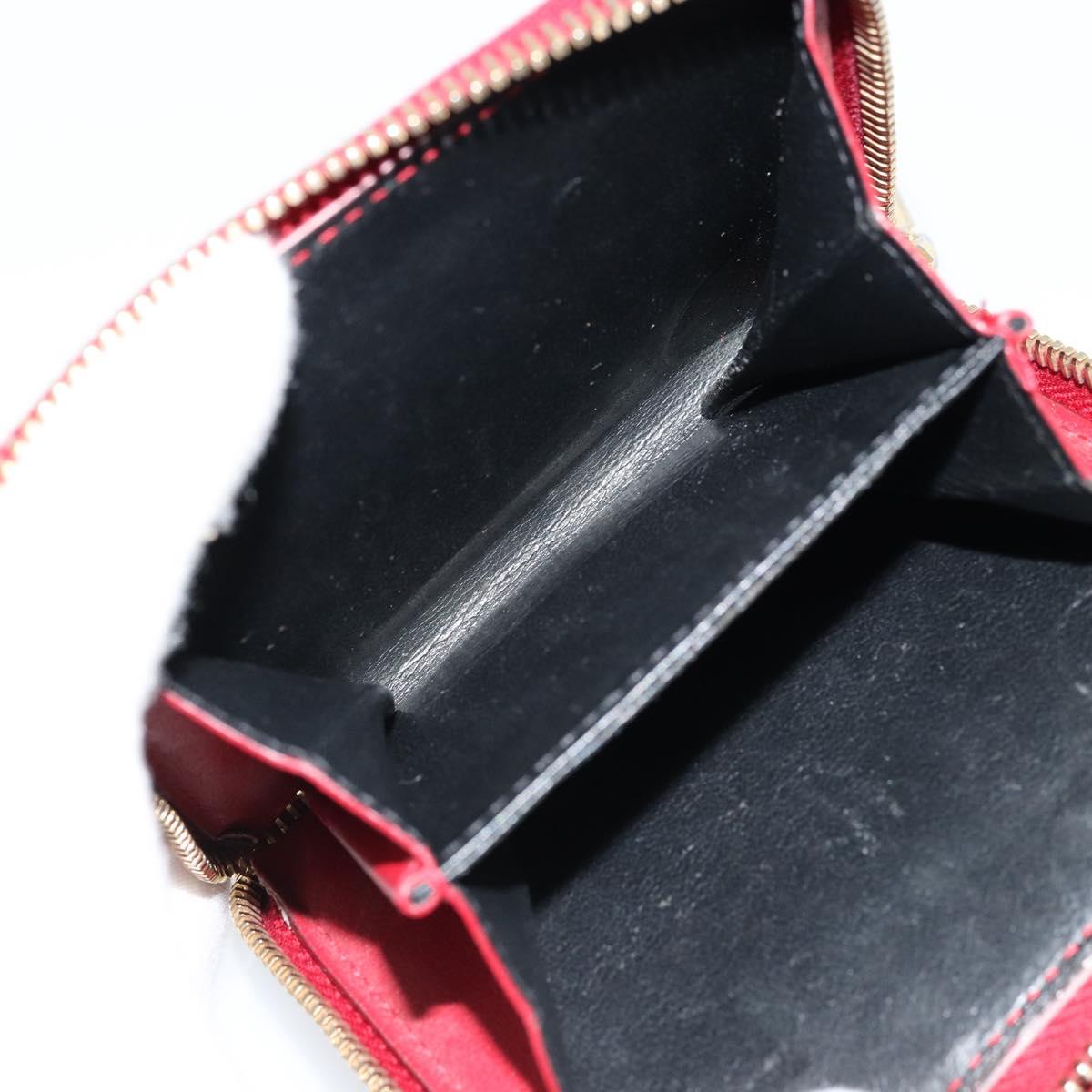 SAINT LAURENT Bifold Wallet Leather Red Gold Auth bs35087