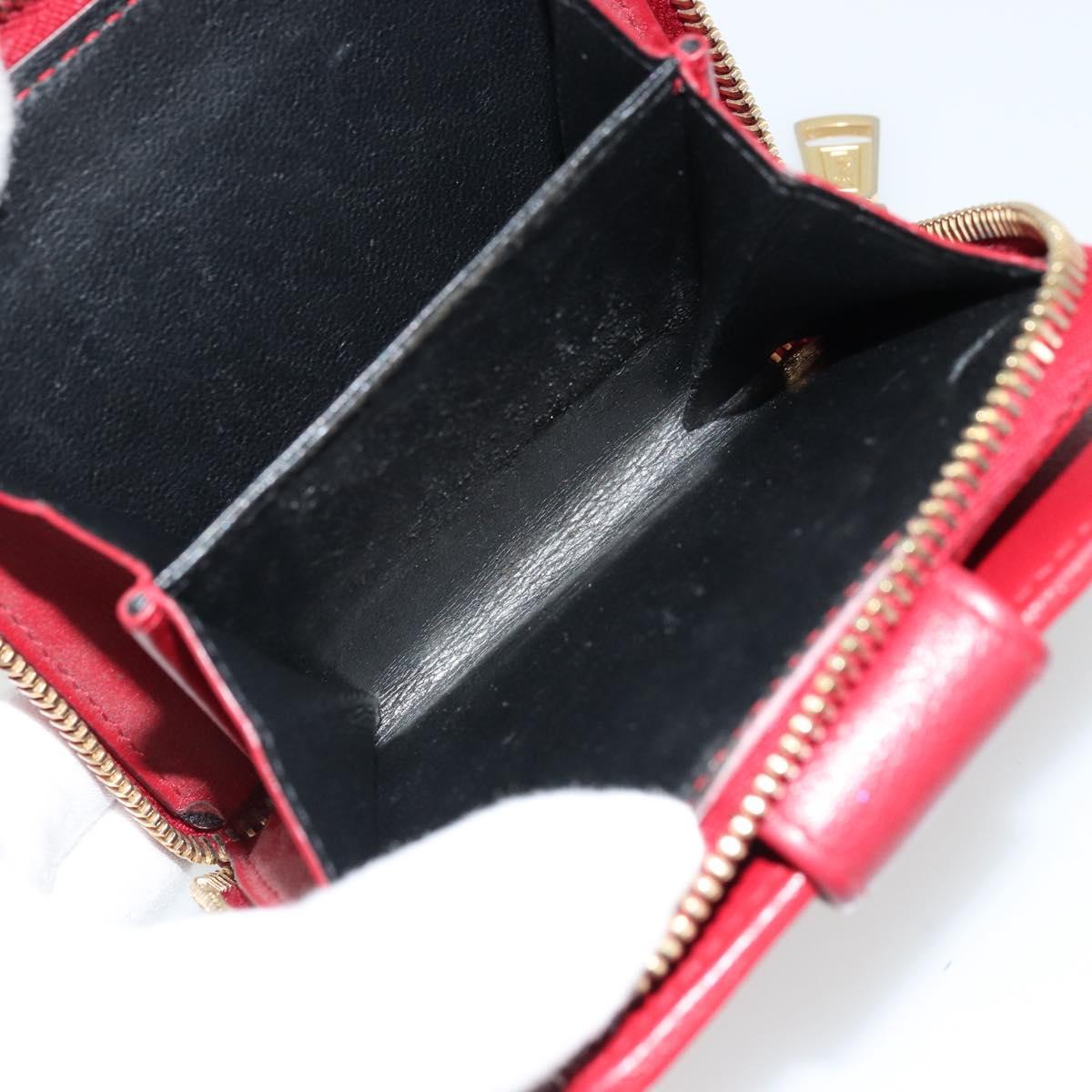 SAINT LAURENT Bifold Wallet Leather Red Gold Auth bs35087