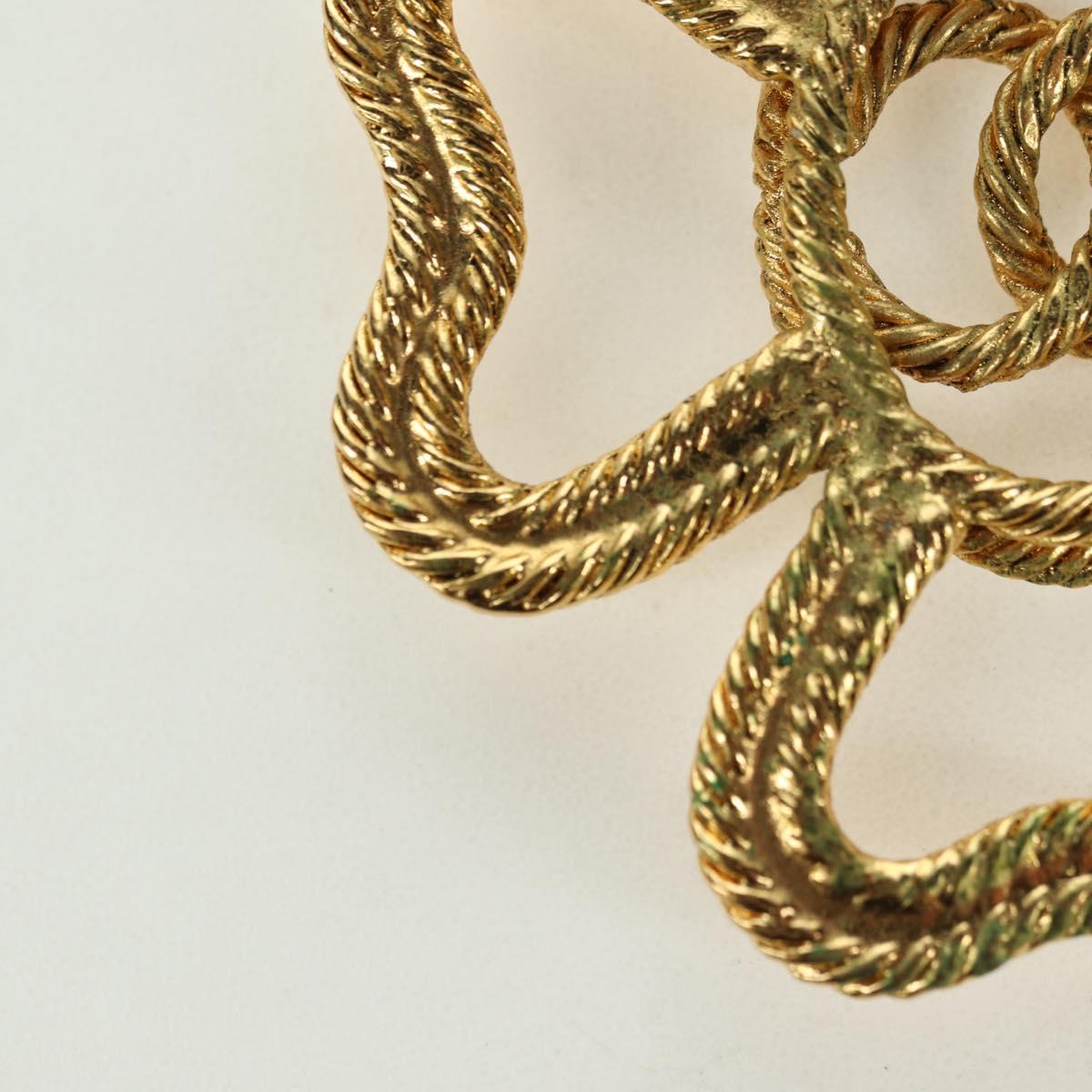 CHANEL Brooch metal Gold Tone CC Auth bs35091M