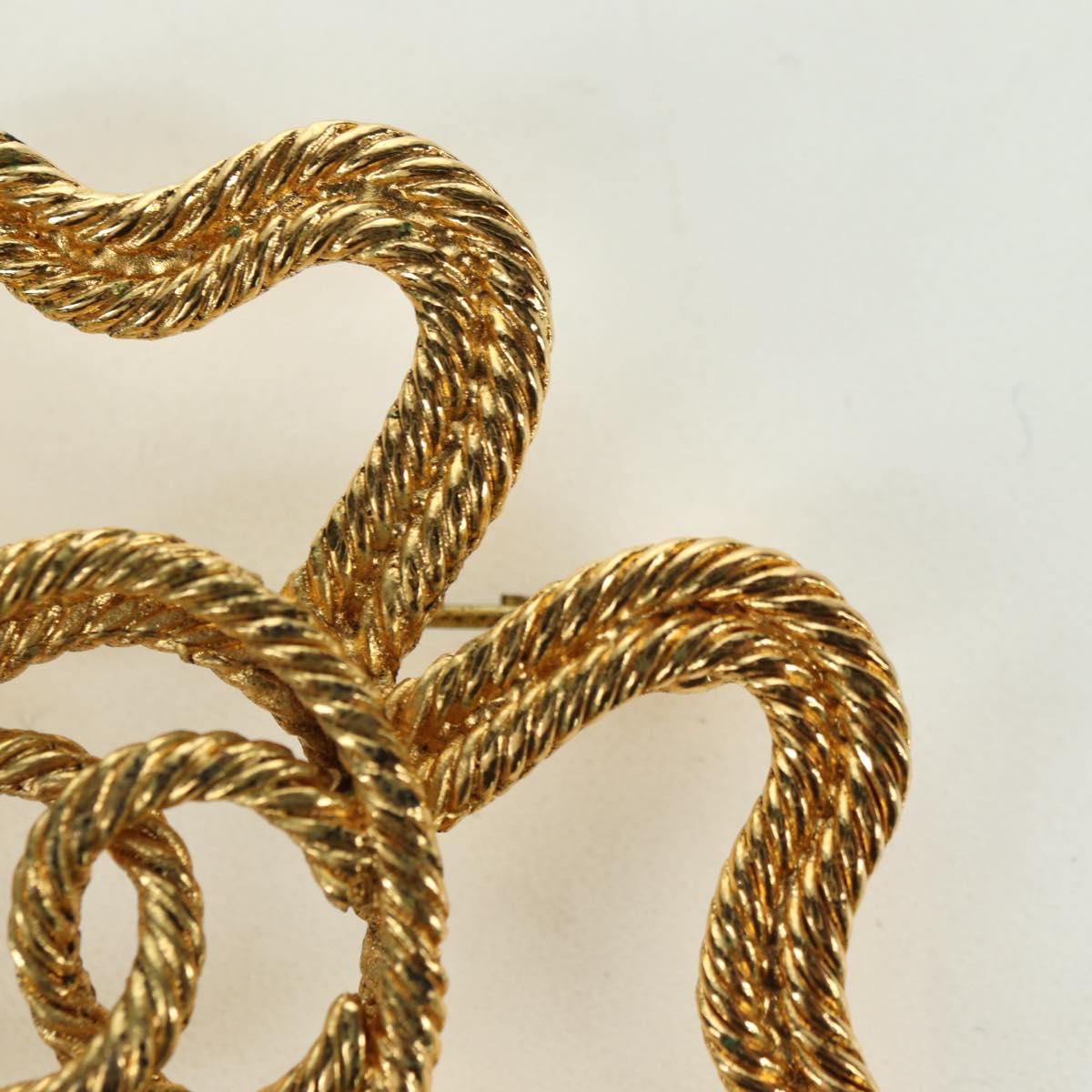 CHANEL Brooch metal Gold Tone CC Auth bs35091M