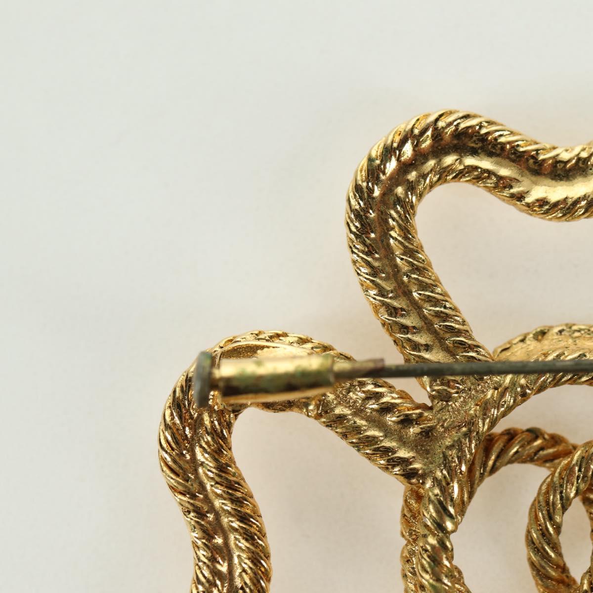 CHANEL Brooch metal Gold Tone CC Auth bs35091M