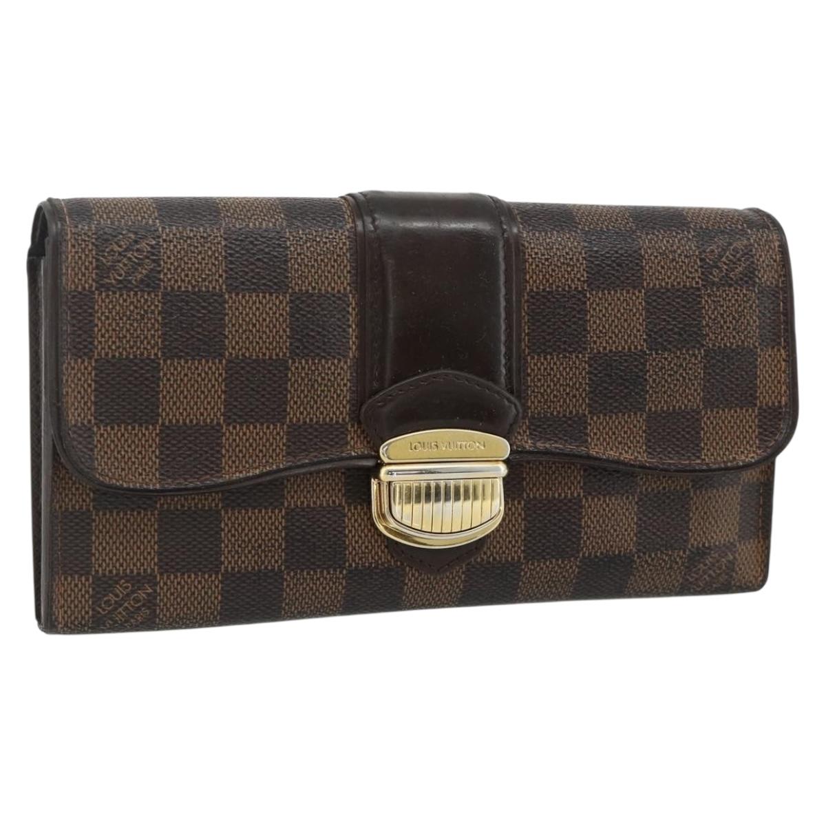 LOUIS VUITTON Damier Ebene Portefeuille Sistina Long Wallet N61747 Auth bs35096