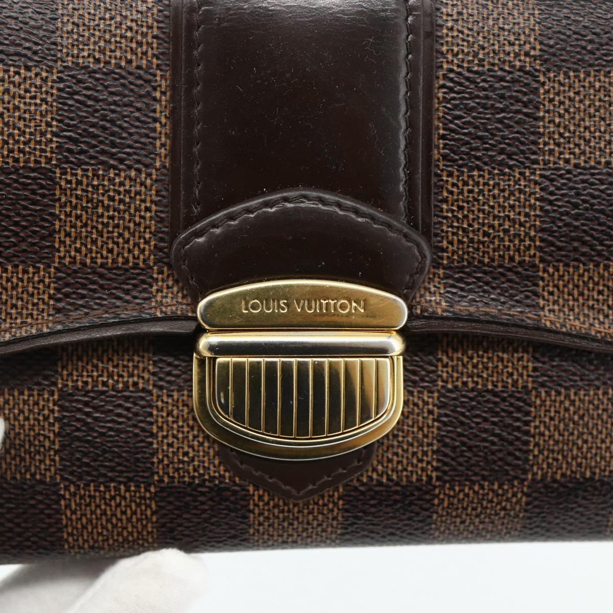 LOUIS VUITTON Damier Ebene Portefeuille Sistina Long Wallet N61747 Auth bs35096