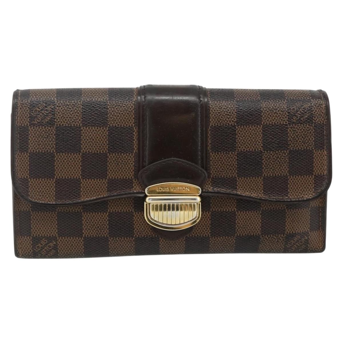 LOUIS VUITTON Damier Ebene Portefeuille Sistina Long Wallet N61747 Auth bs35096