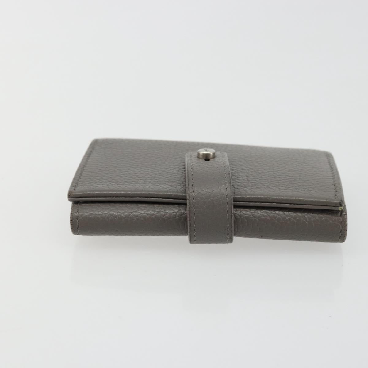 SAINT LAURENT Key Case Leather Gray Silver Auth bs35102