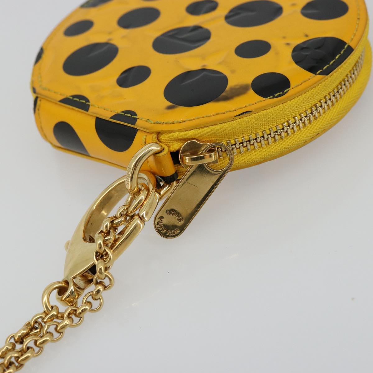 LOUIS VUITTON Vernis Porte Monnaie Chapo Purse Yellow M91569 LV Auth bs35103