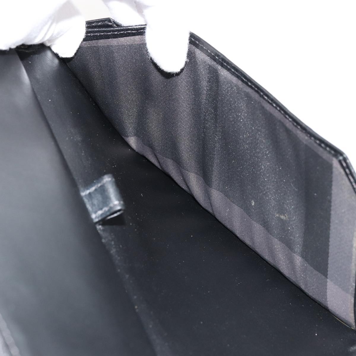 BURBERRY Long Wallet Leather Black Auth bs35104