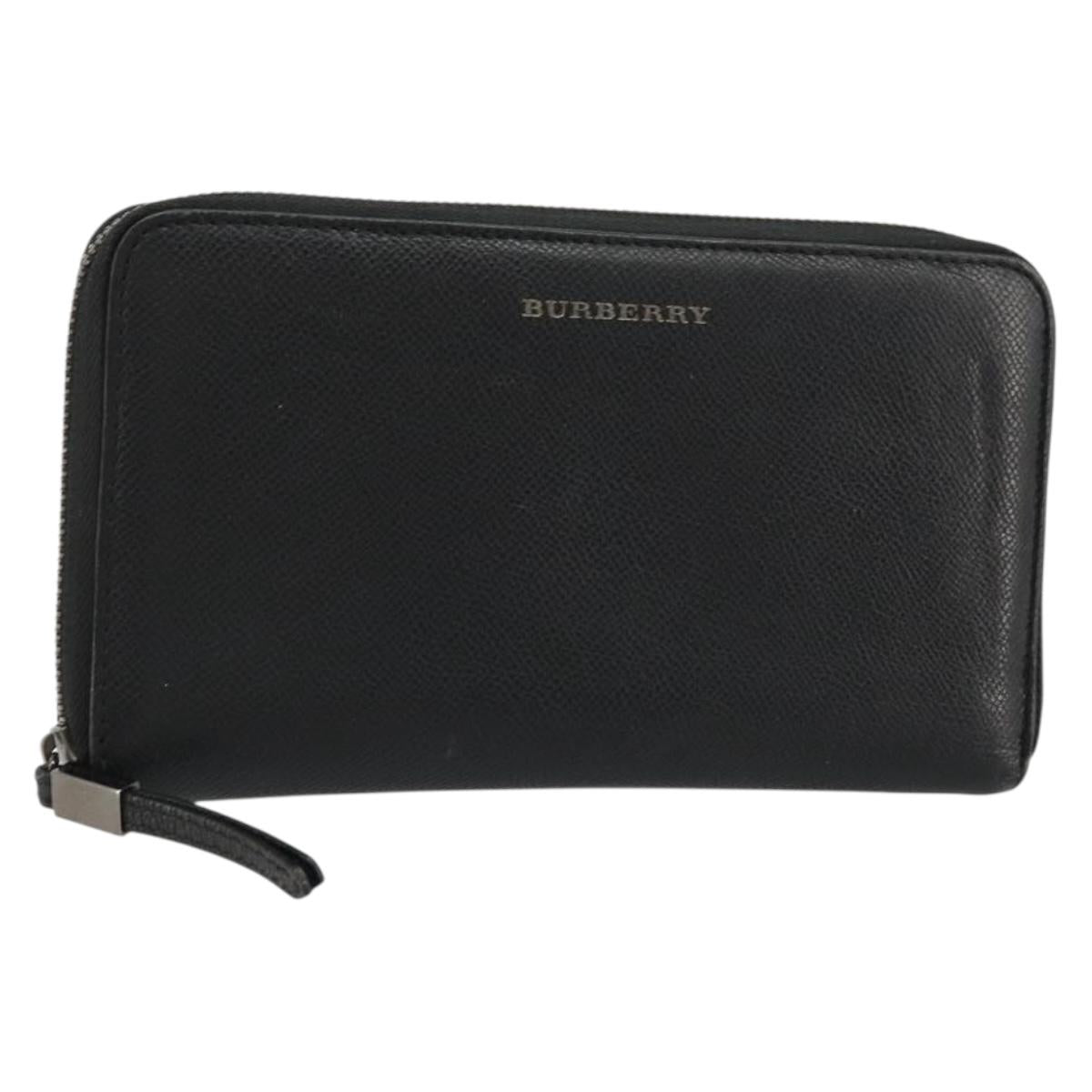 BURBERRY Long Wallet Leather Black Auth bs35104