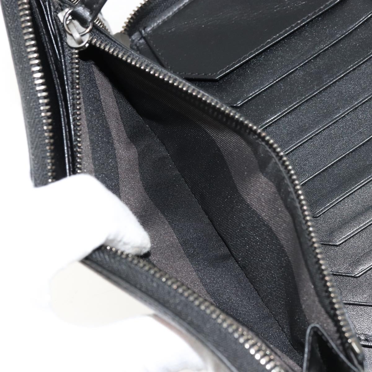 BURBERRY Long Wallet Leather Black Auth bs35104