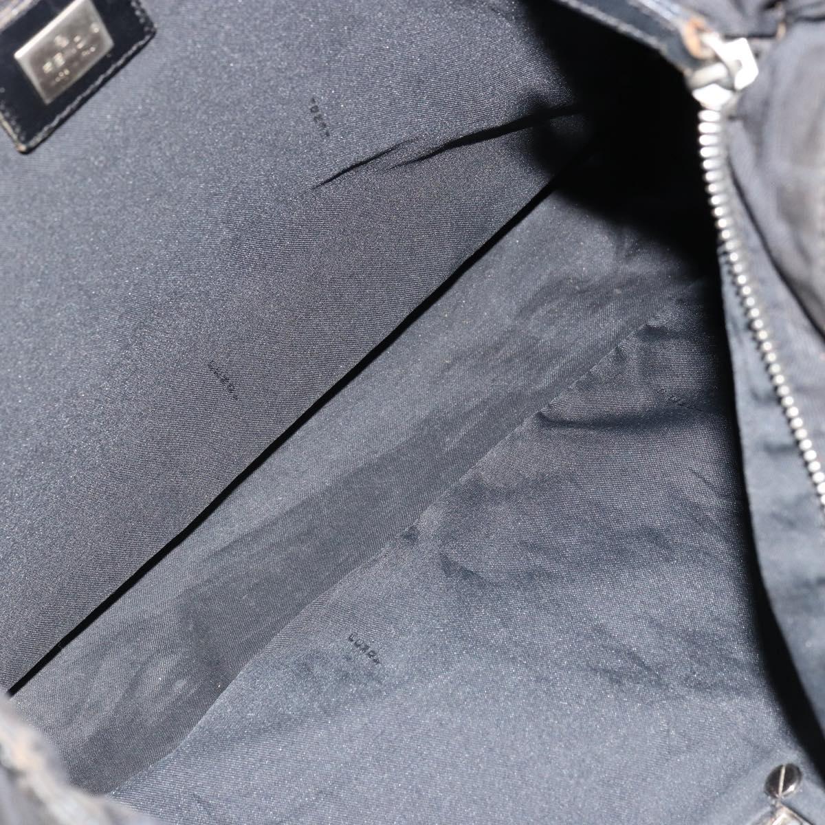 FENDI Zucca Canvas Tote Bag Black Silver Auth bs35105