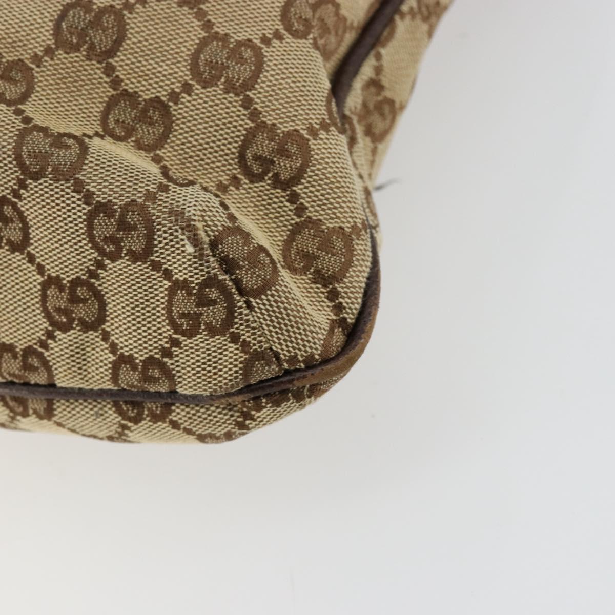 GUCCI GG Canvas Shoulder Bag Beige Silver 122791 Auth bs35106