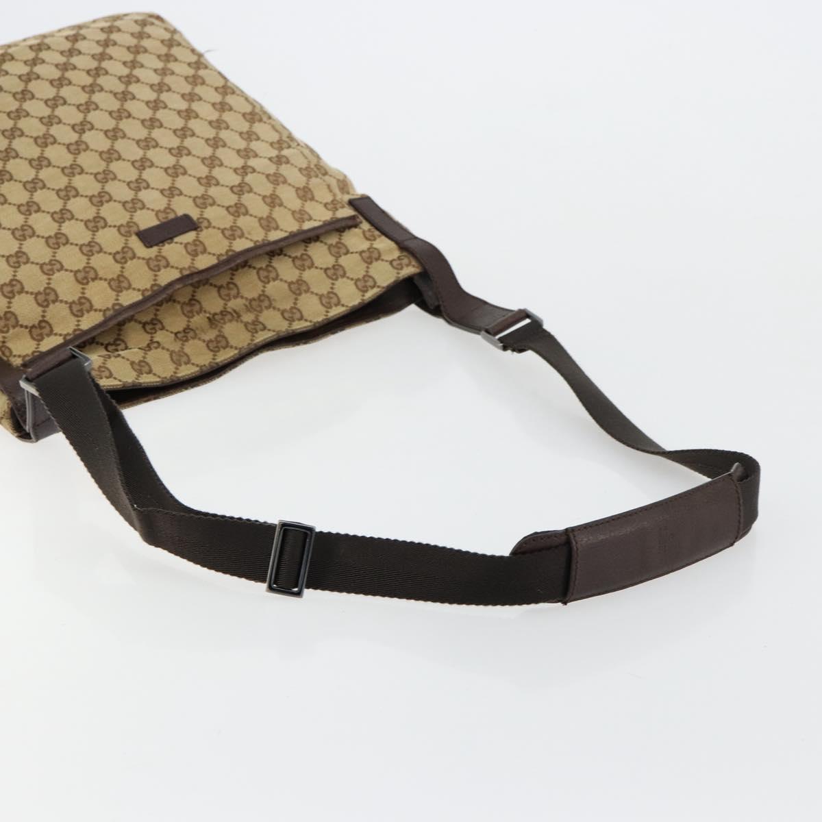 GUCCI GG Canvas Shoulder Bag Beige Silver 122791 Auth bs35106