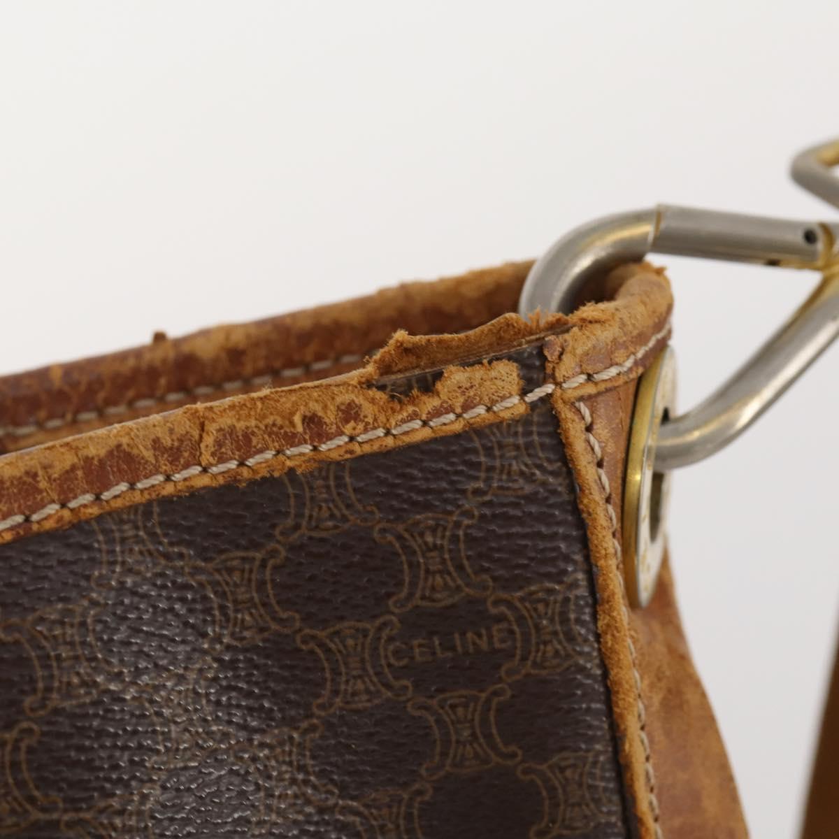 CELINE Macadam Canvas C Sulky Shoulder Bag PVC Leather 3 Set Brown Auth bs35107