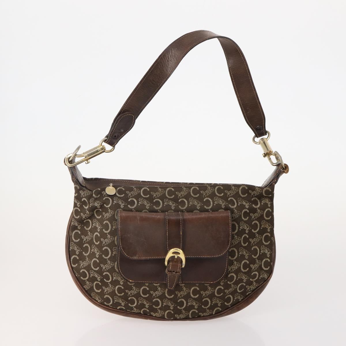 CELINE Macadam Canvas C Sulky Shoulder Bag PVC Leather 3 Set Brown Auth bs35107