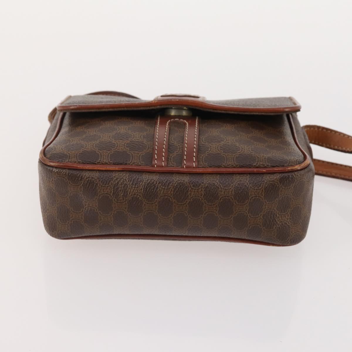 CELINE Macadam Canvas C Sulky Shoulder Bag PVC Leather 3 Set Brown Auth bs35107