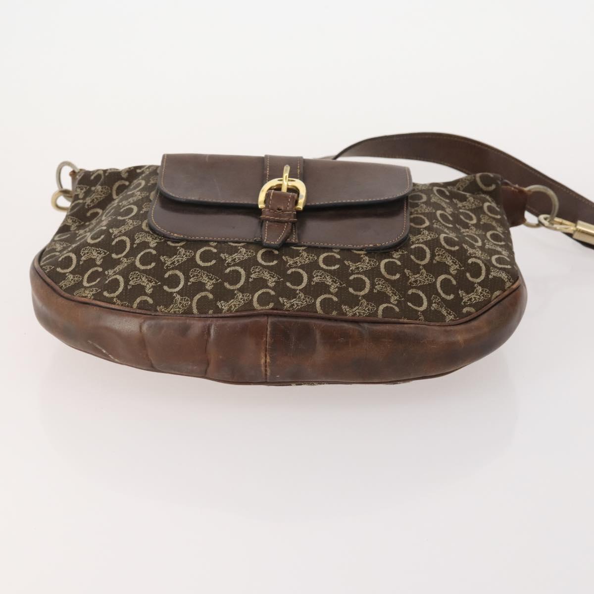 CELINE Macadam Canvas C Sulky Shoulder Bag PVC Leather 3 Set Brown Auth bs35107