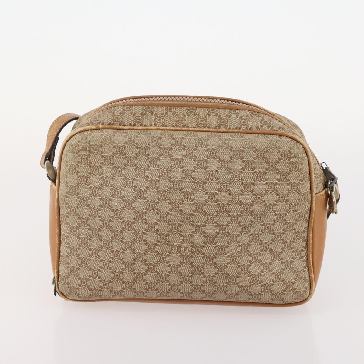 CELINE Macadam Canvas C Sulky Bag PVC Leather 3 Set Beige White Auth bs35108
